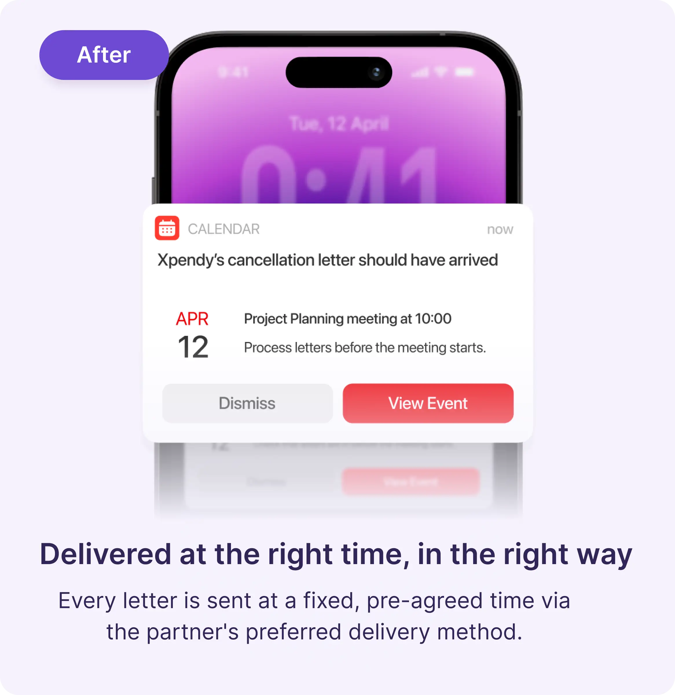 Scheduled calendar reminder for letter