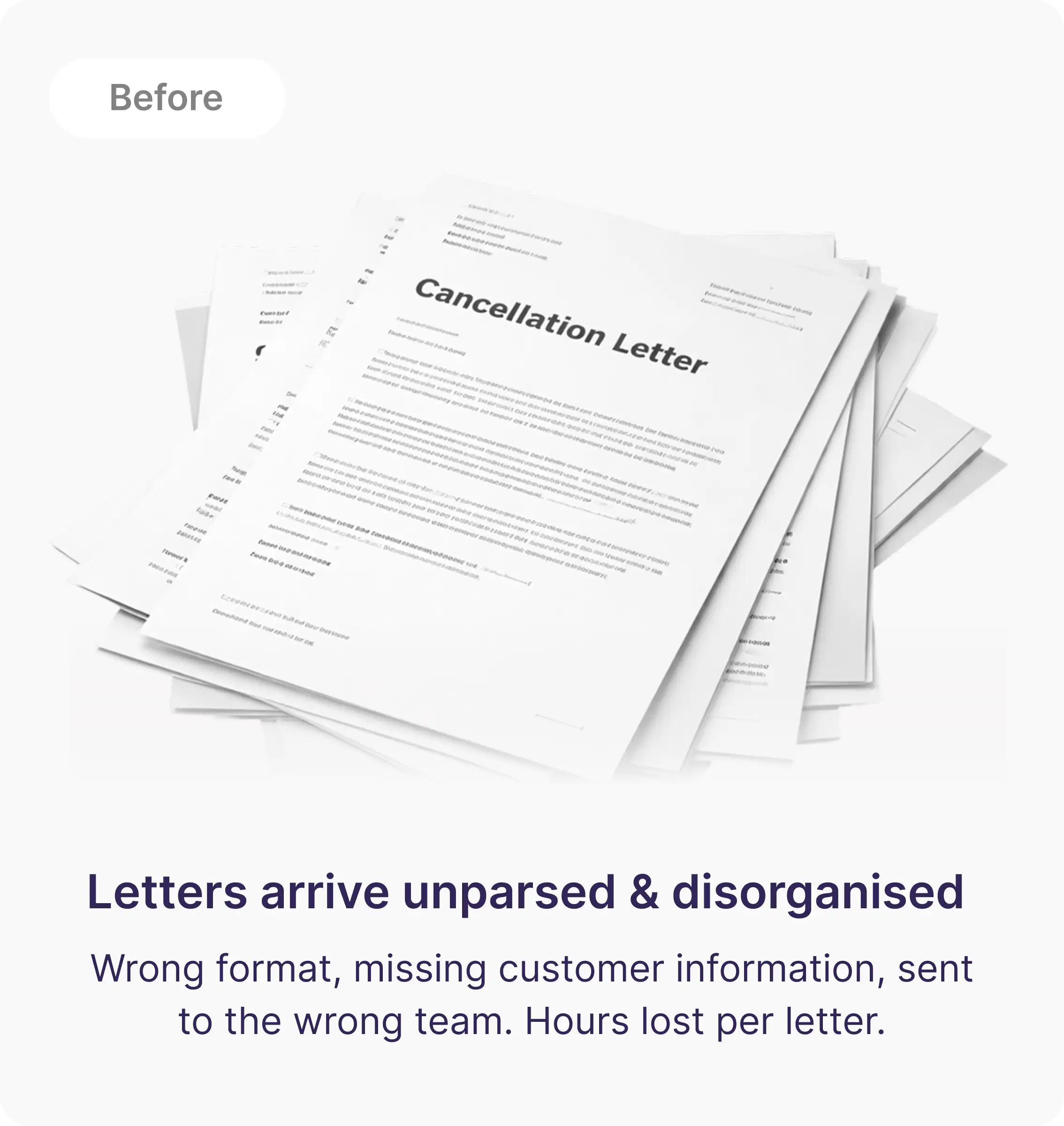 Disorganised cancellation letters